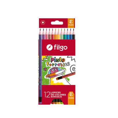 LAPICES BORRABLE COLORX12/6PZ FILGO