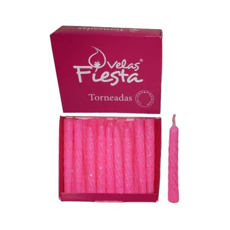 VELAS FIESTAS VELON ROSA TORNEADO GIBRE 10CM CAJA X20PZ