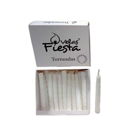 VELAS FIESTAS VELON BLANCO TORNEADO COMUN 10CM CAJA X20PZ