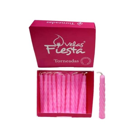 VELON ROSA TORNEADO COMUN 10CM CAJA X20PZ