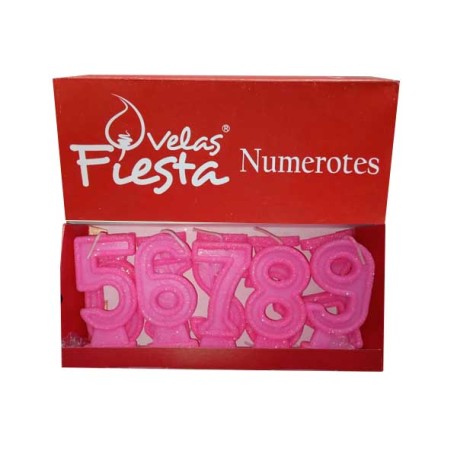 VELAS FIESTAS VELA ROSA NUMEROTE GIBRE X10PZ