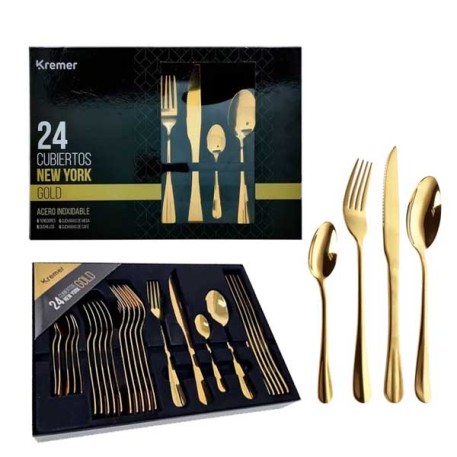 KREMER KR1012 NEW YORK | SET X24 CUBIERTOS GOLD X1