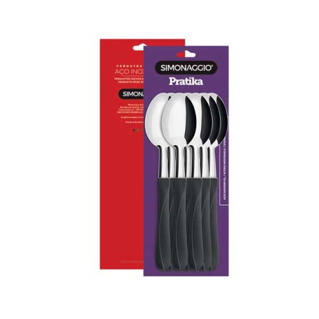 SIMONAGGIO 3221/12 CUCHARA X12PZ E/BOLSA PRATIKA C/MGO PLAST. NEGRO