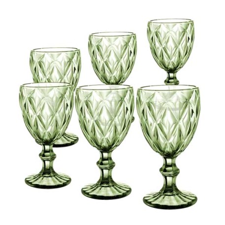 TUTTO CASA 2498-23 SET 6 COPAS TRAMAS VERDE 320ML