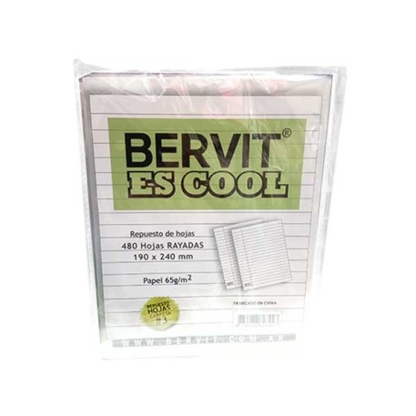 BERVIT REPUESTO 48HOJAS RAYA 65Gr X10