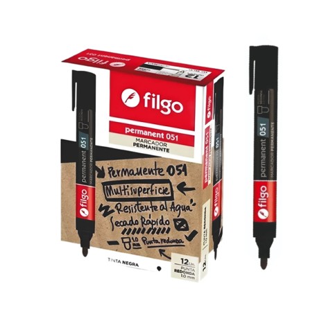 FILGO 051 FIBRON MARCADOR PERM. P. RED. 1-2MM NEGRO X12