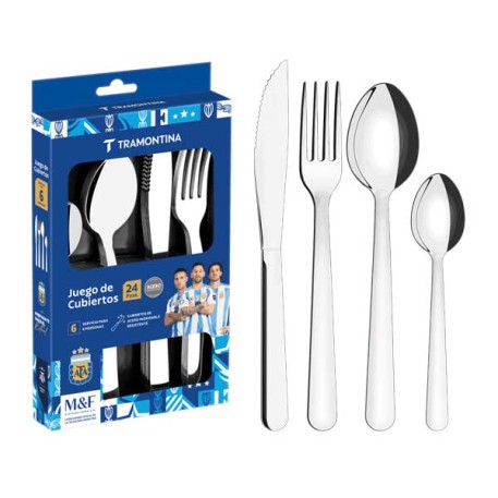 TRAMONTINA 23798046 JGO CUBIERTOS MALIBU AC INOX 24  E/CAJA X1